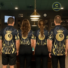 Load image into Gallery viewer, Custom Crown 8 Ball Billiard Shirt For Men, Black And Gold Pool Team Jersey Polo &amp; Quarter Zip TDM5457
