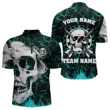 Load image into Gallery viewer, Personalized Turquoise Glowing Crack Skull Dart Shirts Custom Scary Dart Shirts For Men Dart Jersey TDM3416