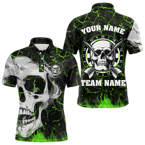 Personalized Green Glowing Fire Crack Skull Dart Shirt Custom Dart Shirts For Men Dart Team Jersey TDM3418