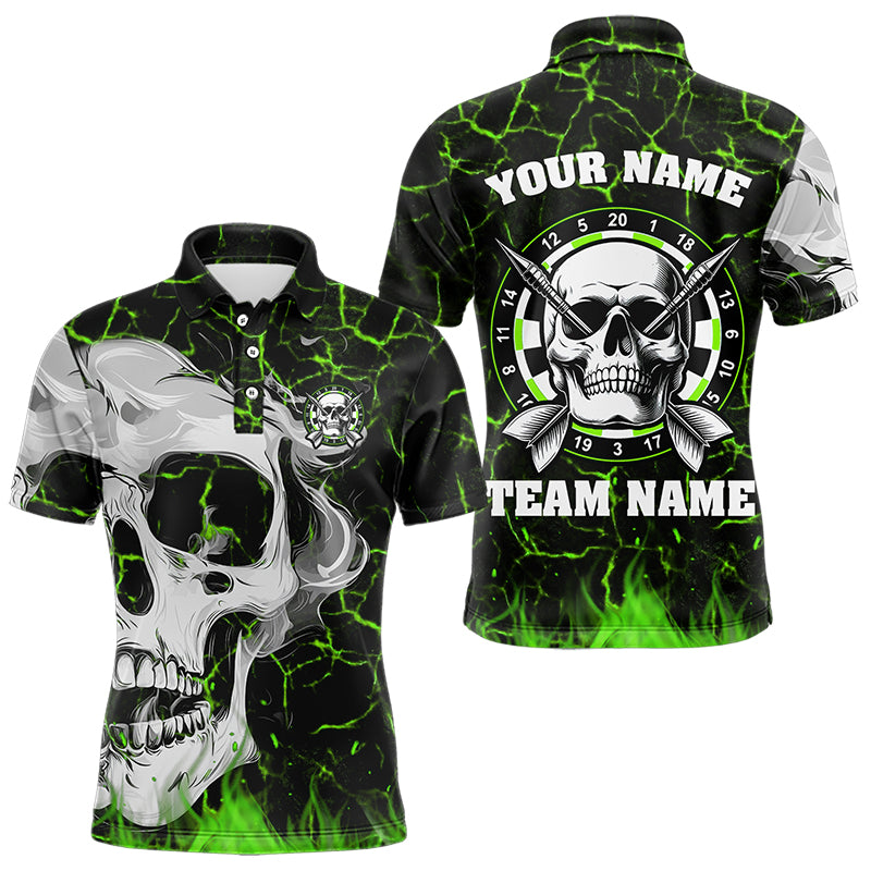 Personalized Green Glowing Fire Crack Skull Dart Shirt Custom Dart Shirts For Men Dart Team Jersey TDM3418