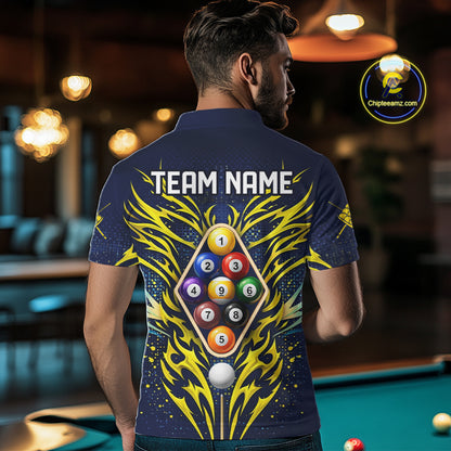 Personalized Tribal Flame 9 Ball Billiard Shirt For Men Custom 9 Ball Pool Team Jersey TDM5712