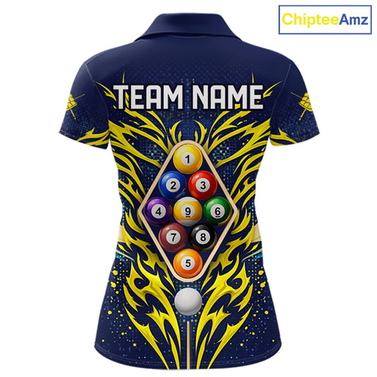 Personalized Tribal Flame 9 Ball Billiard Shirt For Women Custom 9 Ball Pool Team Jersey TDM5712