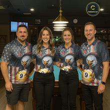 Load image into Gallery viewer, Personalized Vintage American Flag Eagle Billiard Shirt For Men, 9 Ball Pool Billiard Team Jerseys TDM5721