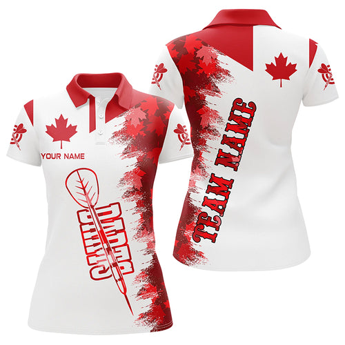 Personalized Darts Canada Flag Vintage Polo Shirts For Women Custom Patriotic Canadian Darts Shirts TDM1234