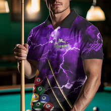 Load image into Gallery viewer, Personalized 3D Pool Ball Thunder Lightning Purple Billiard Shirts For Men, 8 Ball Billiard Jerseys TDM3715