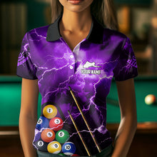 Load image into Gallery viewer, Personalized 3D Pool Ball Thunder Lightning Purple Billiard Shirts For Women, 8 Ball Billiard Jerseys TDM3715