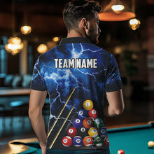 Load image into Gallery viewer, Personalized 3D Pool Ball Thunder Lightning Blue Billiard Shirts For Men, 8 Ball Billiard Jerseys TDM3717