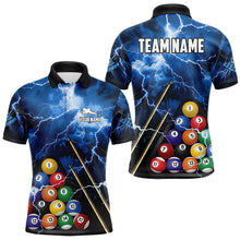 Load image into Gallery viewer, Personalized 3D Pool Ball Thunder Lightning Blue Billiard Shirts For Men, 8 Ball Billiard Jerseys TDM3717