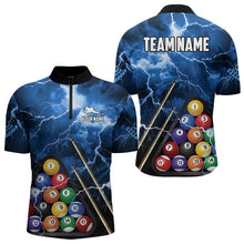 Load image into Gallery viewer, Personalized 3D Pool Ball Thunder Lightning Blue Billiard Shirts For Men, 8 Ball Billiard Jerseys TDM3717