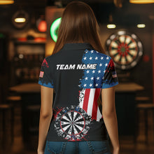 Load image into Gallery viewer, Personalized Grunge Dartboard American Flag Darts Shirts For Women, Patriotic Us Flag Dart Jerseys TDM3719