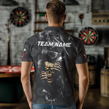 Load image into Gallery viewer, Personalized Skull Dartboard Smoke Pattern Black Dart Shirts For Men Dart Jerseys Polo &amp; 1/4 Zip TDM3720