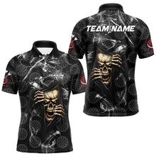 Load image into Gallery viewer, Personalized Skull Dartboard Smoke Pattern Black Dart Shirts For Men Dart Jerseys Polo &amp; 1/4 Zip TDM3720