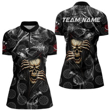 Load image into Gallery viewer, Personalized Skull Dartboard Smoke Pattern Black Dart Shirts For Women Dart Jerseys Polo &amp; 1/4 Zip TDM3720