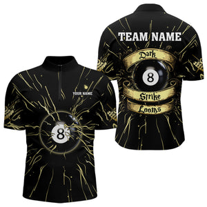 Personalized Dark Strike Looms 8 Ball Billiard Shirts For Men, Funny Billiard Pool Jerseys |Gold TDM3722