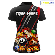 Load image into Gallery viewer, Funny Chicken Flame 8 Ball Billiard Shirt For Women Custom Billiard Team Jersey Polo &amp; 1/4 Zip TDM6068
