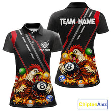 Load image into Gallery viewer, Funny Chicken Flame 8 Ball Billiard Shirt For Women Custom Billiard Team Jersey Polo &amp; 1/4 Zip TDM6068