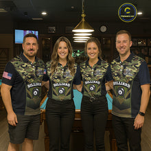 Load image into Gallery viewer, Personalized Green Camo 8 Ball Pool Billiard Shirt For Women, Billiard Team Jersey Polo &amp; 1/4 Zip TDM6076