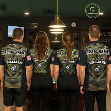 Load image into Gallery viewer, Personalized Green Camo 8 Ball Pool Billiard Shirt For Women, Billiard Team Jersey Polo &amp; 1/4 Zip TDM6076