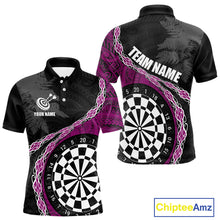 Load image into Gallery viewer, Custom Black And Purple Tribal Darts Shirts For Men | Team Polo &amp; Quarter Zip Darts Jerseys TDM3991