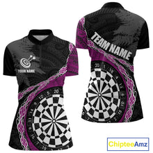 Load image into Gallery viewer, Custom Black And Purple Tribal Darts Shirts For Women | Team Polo &amp; Quarter Zip Darts Jerseys TDM3991