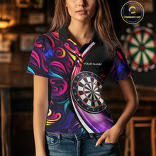 Load image into Gallery viewer, Funny Colorful Neon Swirl Pattern Custom Dart Shirts For Women, Team Polo &amp; Quarter Zip Dart Jerseys TDM3994