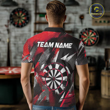 Load image into Gallery viewer, Personalized Red Geometric Grunge Darts Shirt For Men Custom Darts Team Jersey Polo &amp; 1/4 Zip TDM6508