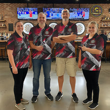 Load image into Gallery viewer, Personalized Red Geometric Grunge Darts Shirt For Men Custom Darts Team Jersey Polo &amp; 1/4 Zip TDM6508
