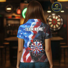 Load image into Gallery viewer, Personalized Watercolor American Flag Dart Shirts For Women Custom Patriotic Darts Team Jerseys TDM4192