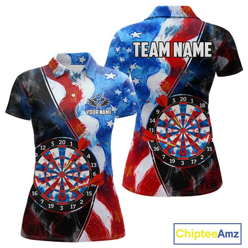Personalized Watercolor American Flag Dart Shirts For Women Custom Patriotic Darts Team Jerseys TDM4192