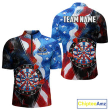 Load image into Gallery viewer, Personalized Watercolor American Flag Dart Shirts For Men Custom Patriotic Darts Team Jerseys TDM4192