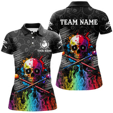 Load image into Gallery viewer, Personalized Colorful Skull Fire Billiard Shirts For Women Custom 8 Ball Pattern Billiard Jerseys TDM2228