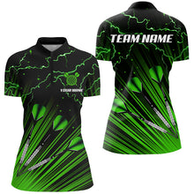 Load image into Gallery viewer, Green Dart Arrow Lightning Custom Darts Polo, Quarter-Zip Shirts For Women, Darts Jerseys Uniform TDM2975