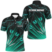 Load image into Gallery viewer, Turquoise Dart Arrow Lightning Custom Darts Polo, Quarter-Zip Shirts For Men, Darts Jerseys Uniform TDM2976