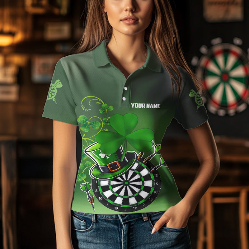 Green Luckiest Shamrock 3D Dartboard Women Dart Shirts Custom St Patrick Day Dart Shirts Team Jerseys TDM3570