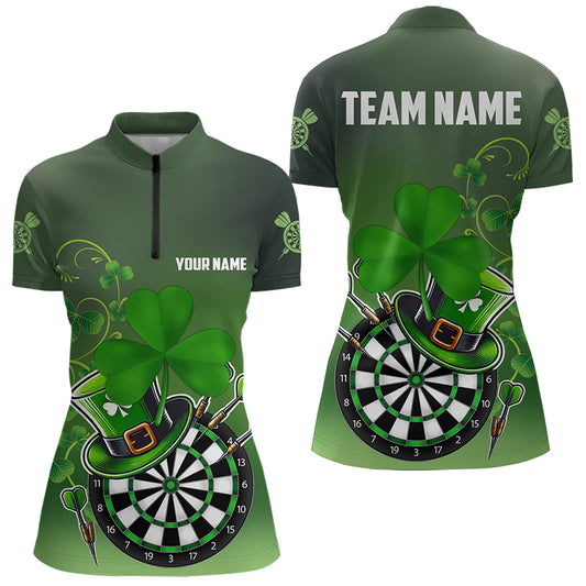 Green Luckiest Shamrock 3D Dartboard Women Dart Shirts Custom St Patrick Day Dart Shirts Team Jerseys TDM3570