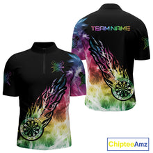 Load image into Gallery viewer, Rainbow Colorful Light Icy Men Darts Polo &amp; Quarter Zip Custom Dart Shirts For Team Dart Jerseys TDM3996