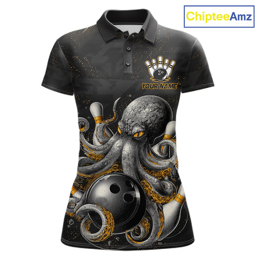 Personalized Funny Octopus Bowling Jersey For Women Custom Bowling Team Shirts Polo & Quarter Zip TDM6518
