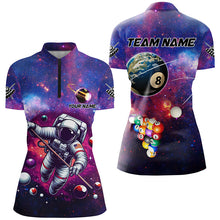Load image into Gallery viewer, Blue And Purple Galaxy Astronaut Billiard Balls Jerseys For Women Custom 3D Funny Billiard Shirts TDM2024