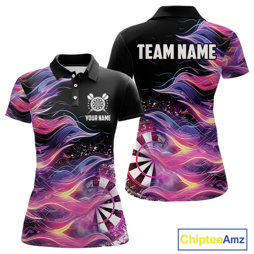 Funny Pink Flame Dart Shirt With Pocket Option For Women Custom Darts Jersey TDM4353