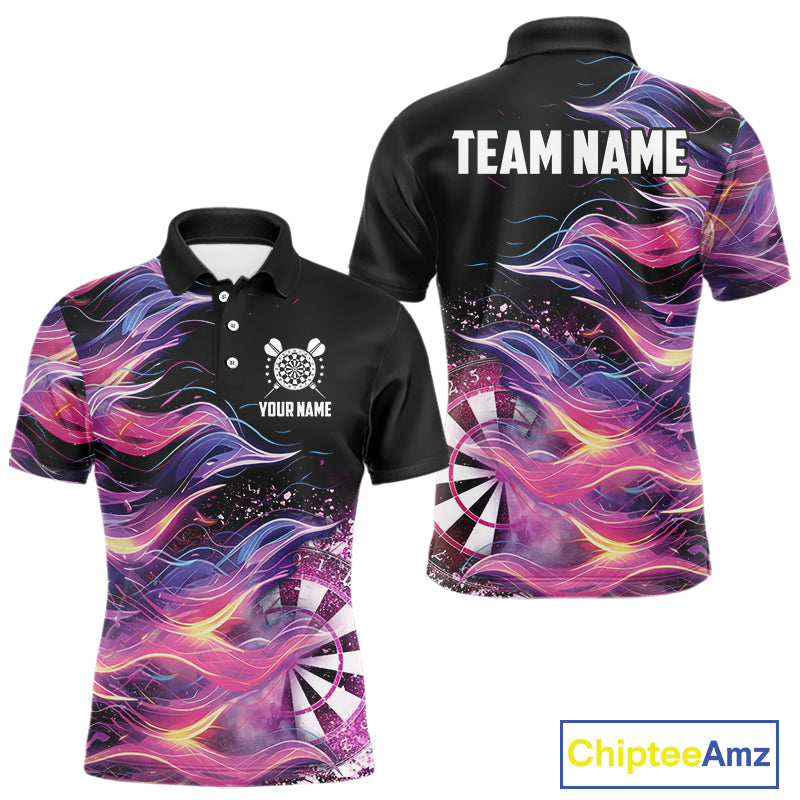 Funny Pink Flame Dart Shirt With Pocket Option For Men Custom Darts Jersey TDM4353