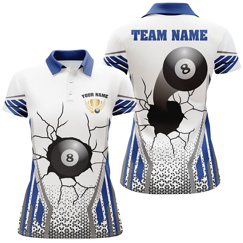 Personalized 8 Ball Broke Wall Billiard Polo Shirts For Women, Custom Funny Billiards Shirts TDM0111