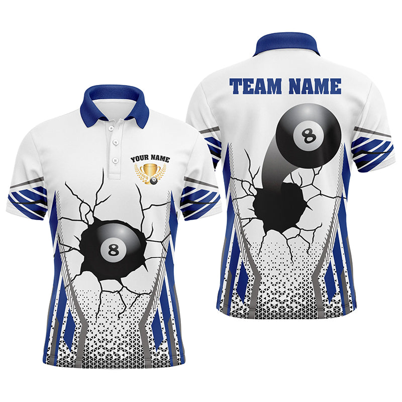 Personalized 8 Ball Broke Wall Billiard Polo Shirts For Men, Custom Funny Billiards Shirts TDM0111