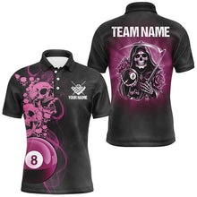 Load image into Gallery viewer, Funny Skull And Rose Custom 8 Ball Billiard Shirts For Men, Pink Black Scary Billiard Jerseys TDM2747