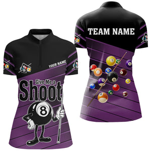 Personalized Purple Give Me A Shoot Billiard Shirts For Women, Funny Saying Billiard Jerseys TDM2989