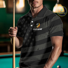 Load image into Gallery viewer, Black US Flag Yin-Yang 8 Ball &amp; 9 Ball Custom Billiard Shirts For Men, Billiard Team Jersey TDM5460