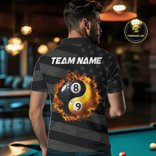 Load image into Gallery viewer, Black US Flag Yin-Yang 8 Ball &amp; 9 Ball Custom Billiard Shirts For Men, Billiard Team Jersey TDM5460