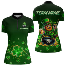 Load image into Gallery viewer, Personalized Funny Green Luckiest Shamrock Women Billiard Shirt Custom St Patrick Day Billiard Jersey TDM3426