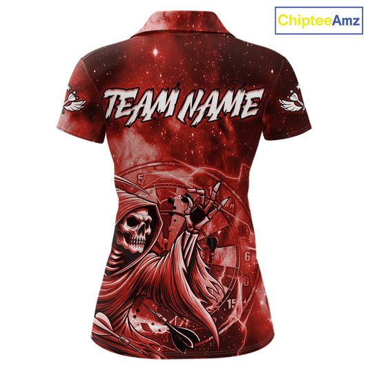 Red Grim Reaper Galaxy Dart Shirt For Women Custom Darts Jersey Pocket Option TDM6081