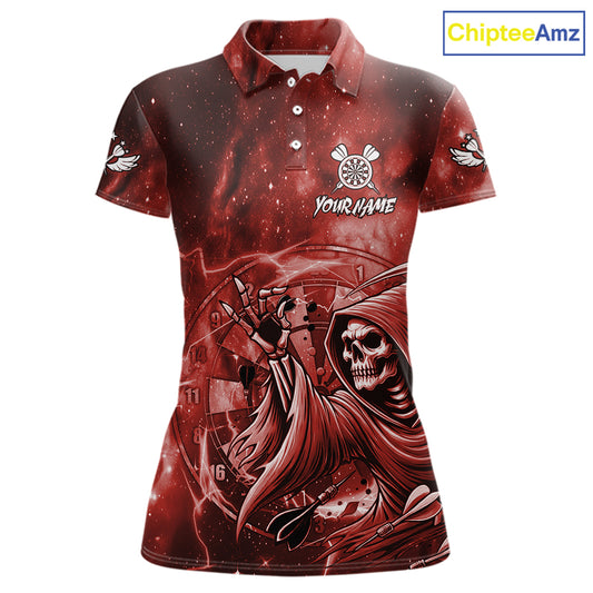 Red Grim Reaper Galaxy Dart Shirt For Women Custom Darts Jersey Pocket Option TDM6081