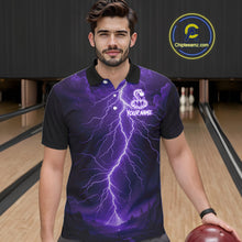 Load image into Gallery viewer, Custom Purple Lightning Cobra Snake Bowling Shirt For Men, Bowling Team Jersey Polo &amp; 1/4 Zip TDM6351